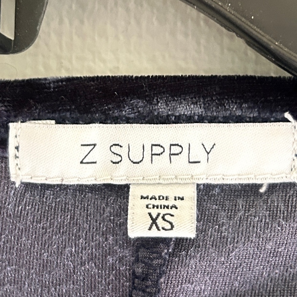 Z SUPPLY Crushed Velvet Mini Swing Dress Navy 90s Grunge Whimsigoth Vamp Size XS - Picture 2 of 11